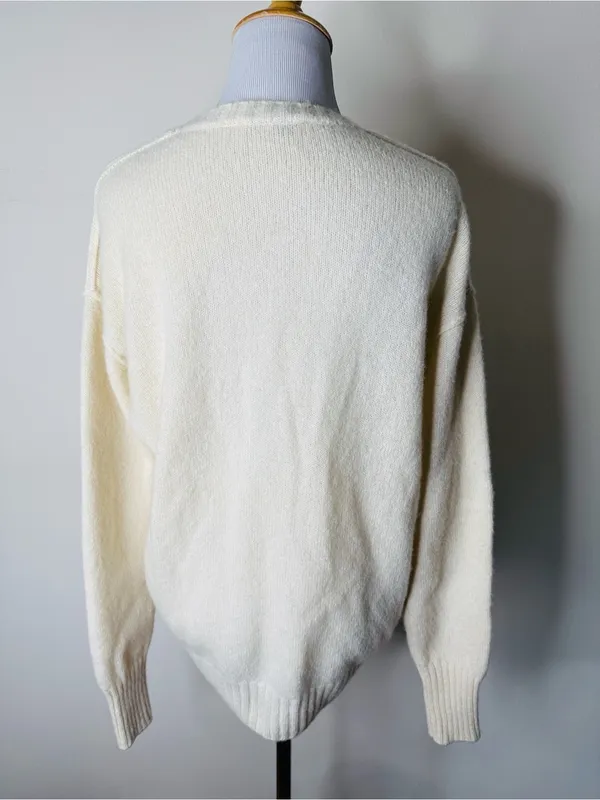 James Perse Cream Cashmere Faux Wrap Sweater - Image 6