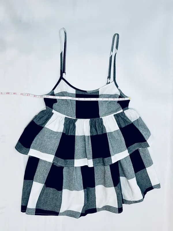Urban Renewal Remnants Blown Out Gingham Tiered Mini Dress - XS - Image 12