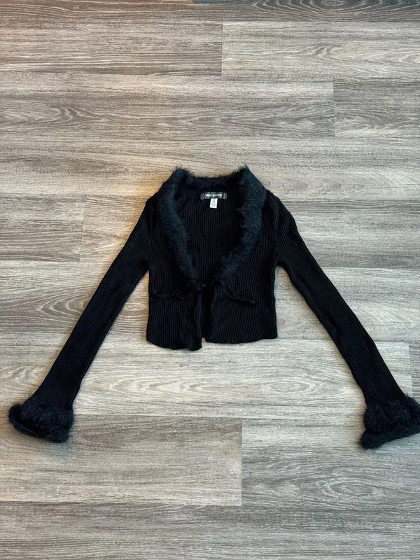 Urban Outfitters Faux Fur Trim Tie-Front Cardigan - Image 2