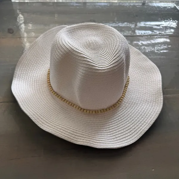 INC International Concepts White Beaded Straw Hat Sz O/S NWT - Image 3
