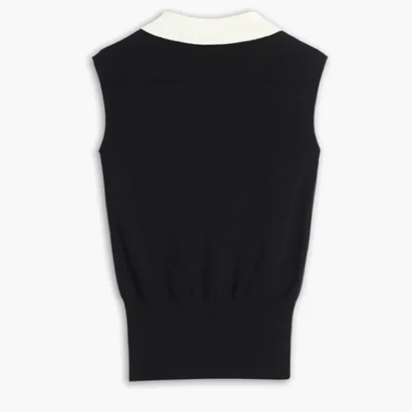 Commense Contrast Trim Collar V-neck Knit Sweater Vest size xs - Image 2