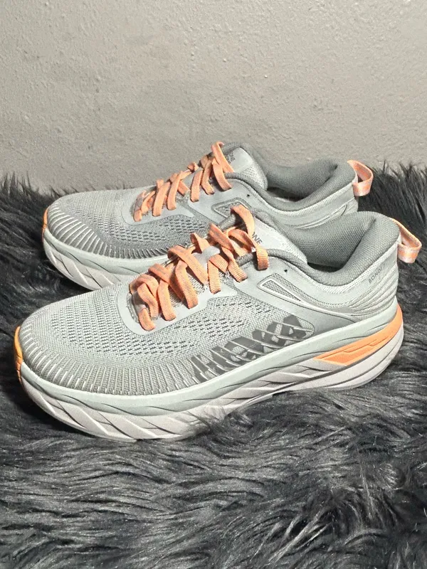 Hoka One One Bondi 7 Running Gray Harbor Mist Comfort Sneakers Size 5.5 - Image 3