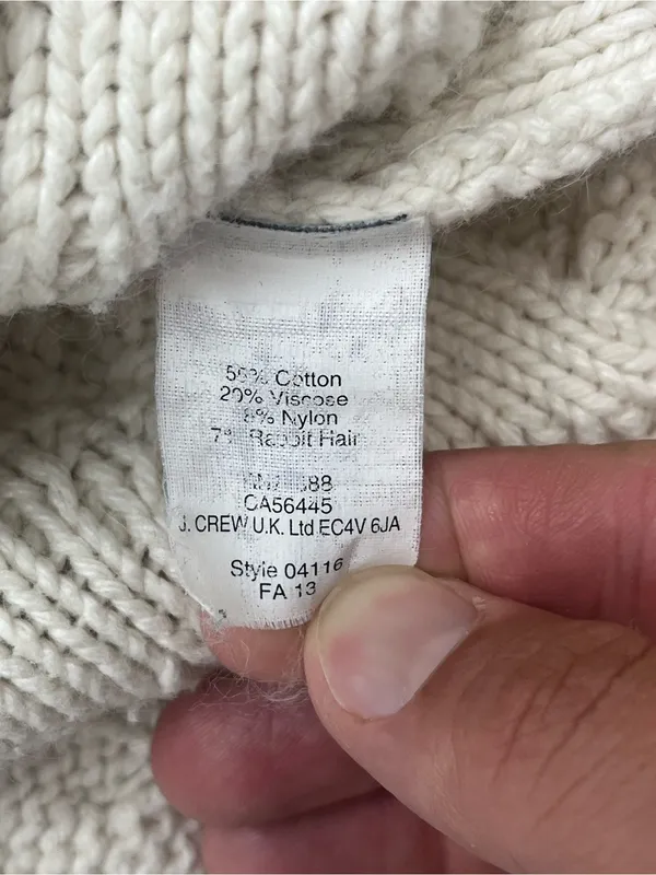 Madewell Cable Knit Cream Off White Long Sleeve Chunky Pullover Sweater Small - Image 6