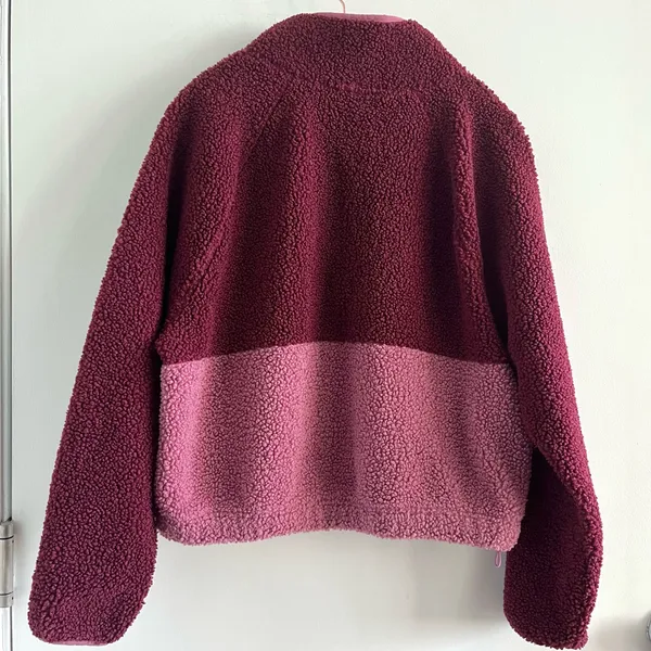 Old Navy Red Lacquer Long-Sleeve Oversized Two-Tone Sherpa Sweatshirt - S - Image 4