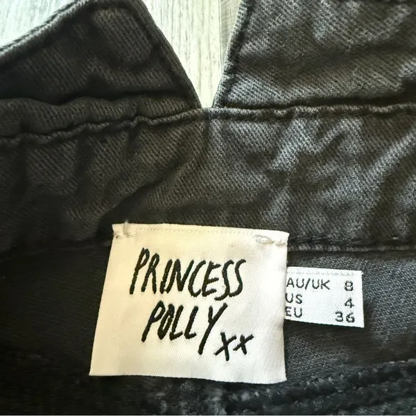 Princess Polly High Waisted Pleat Jeans Washed Black US 4 - Image 5