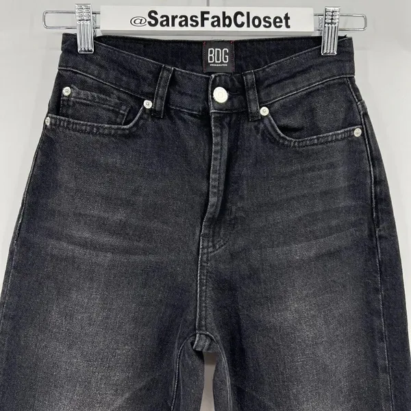 BDG‎ Cowboy Jeans Black Stretch Denim Straight Leg High Rise Women's Size 24 - Image 3