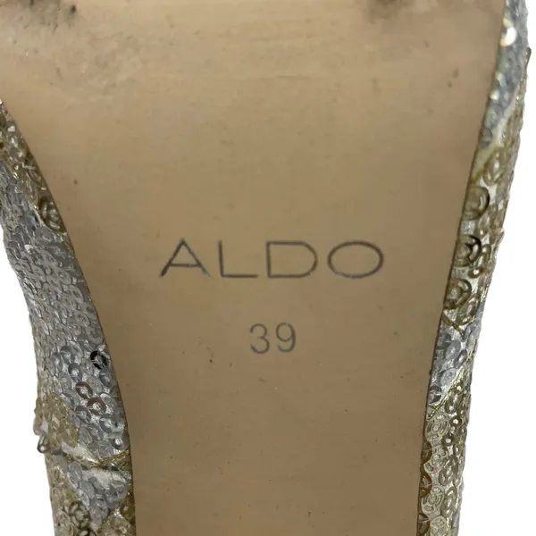 Aldo Glicken Sequins Glitter Pumps Metallic Gold Silver Size 39 - Image 9