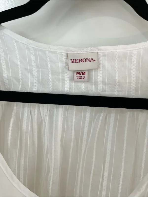 Merona White Tassel Tie Sheer Cotton Dress with Liner Sz M Boho Coastal - Image 7