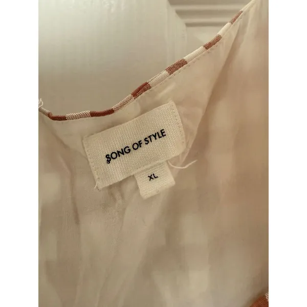 Song of Style Senna Jumpsuit Gingham Checkered Wide Leg‎ Taupe White XL - Image 4