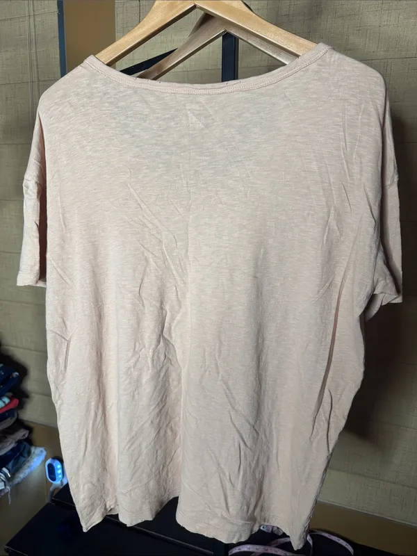 Aerie Oversized V-Neck Boyfriend Tee Soft Peach Pink Size Small - Image 8