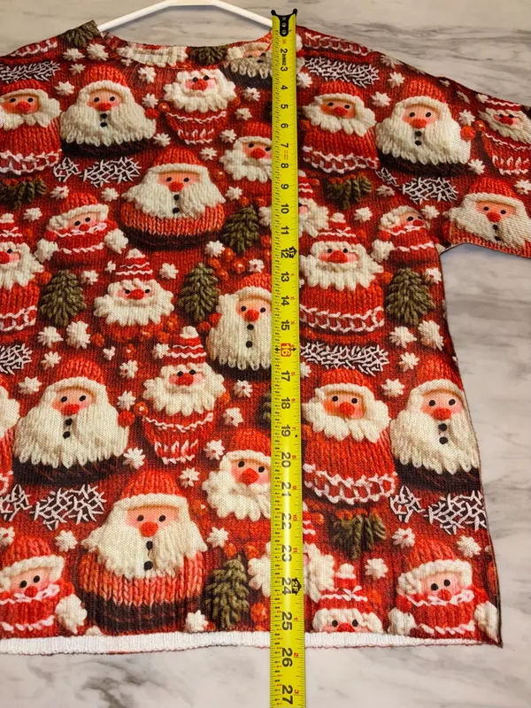 Women's Red Santa Pattern Holiday Sweater Hoodie - Image 3