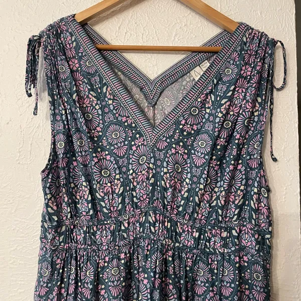 Joie Floral V-Neck Maxi Dress in Purple and Teal Size XL - Image 6