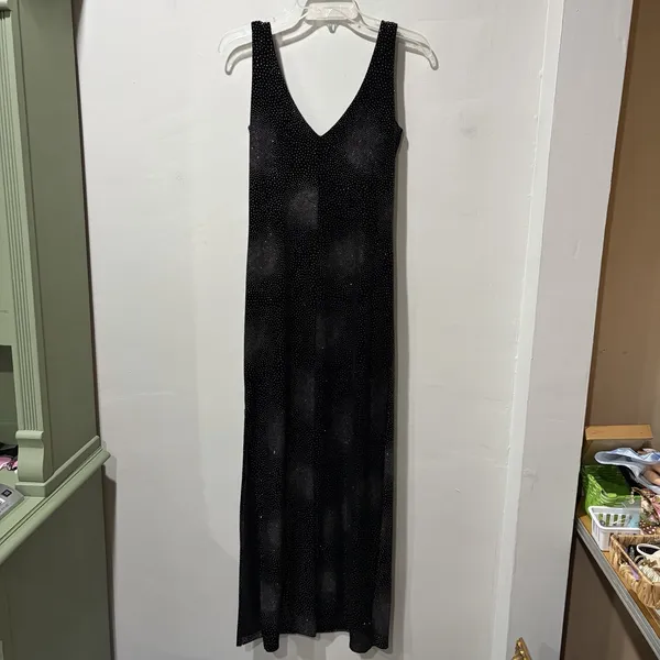 Scott Clothing Company dress Vintage Y2K Maxi Sleeveless Black Velvet Sparkles 4 - Image 4