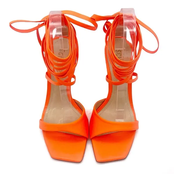 NEW Schutz Bryce Leather Stiletto Sandals Acid Orange Lace-Up Sandals Size 5.5 - Image 5