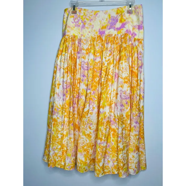 Anthropologie Maeve Printed Flounce Midi Skirt size M - Image 11