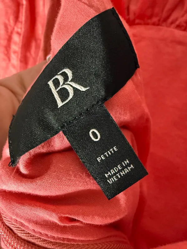 BANANA REPUBLIC dress lisa 2 open‎ back linen short coral casual puff sleeve 0 - Image 4
