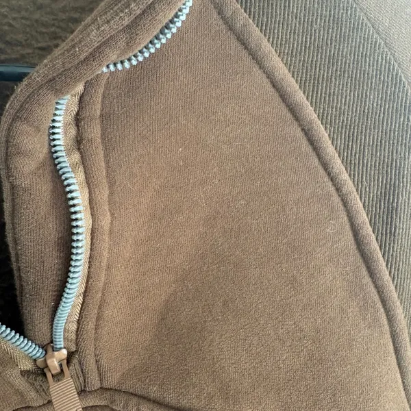 Lululemon Scuba Oversized Half-Zip Hoodie Brown Cropped Fleece Sweatshirt Size 2 - Image 6
