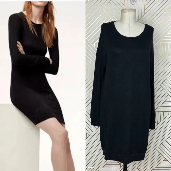 Aritzia Wilfred Free Black Jersey Knit Long‎ Sleeve Dress Size Small - Image 2