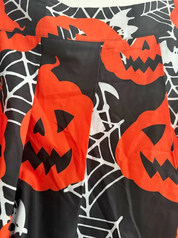 SHEIN Black & Orange Halloween Pumpkin A-Line Skirt - Image 2