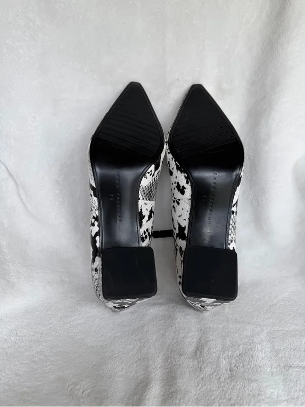 Zara women shoes 36/US 7.5 Snake Print Block Heels Pumps New No Box - Image 11