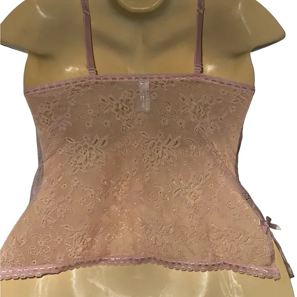 Affinitas Pink Lace Sheer Chemise - Image 3