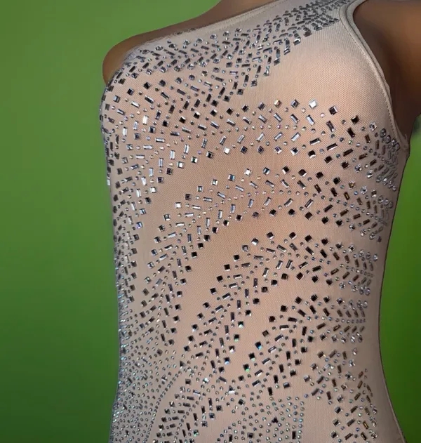Mesh rhinestone mini dress Silver Size L - Image 4