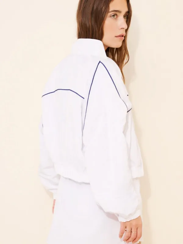 Anthropologie Year of Ours White Tennis Cropped Windbreaker Athletic Jacket XS - Image 11