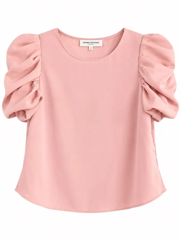 Amanda Uprichard Merris Top Women S Pink Excellent Puff Sleeve Blouse - Image 2