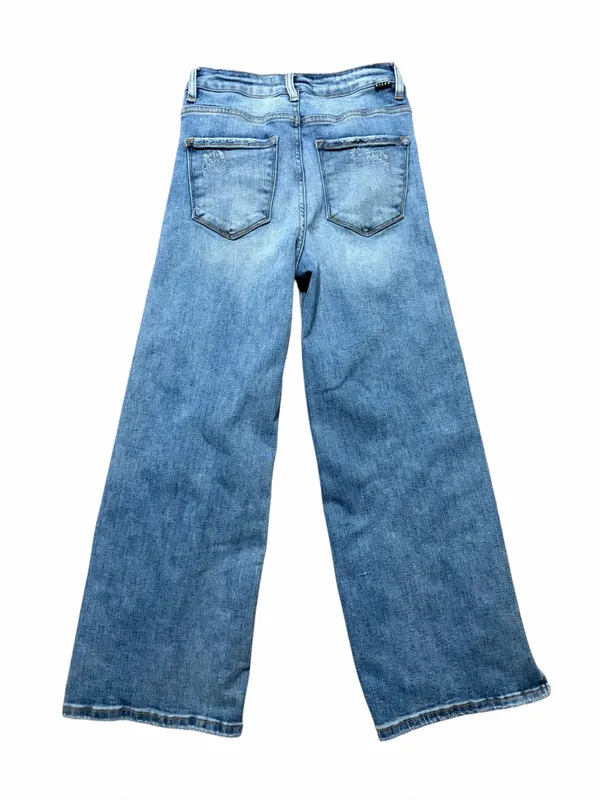 Risen Ladies High Rise Crop Wide Leg Frayed Hem Size 1/25 - Image 3