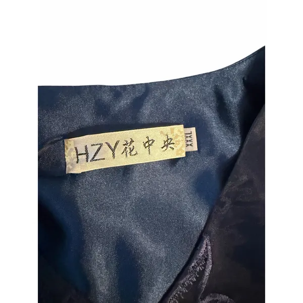 STYLEWE HZY Navy Blue Organza with Emroidered Floral Detail Dress - Image 13
