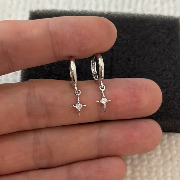 CZ Star Dangle Drop Earrings for Men Women Streetwear Hip Hop Punk Unisex - Image 4