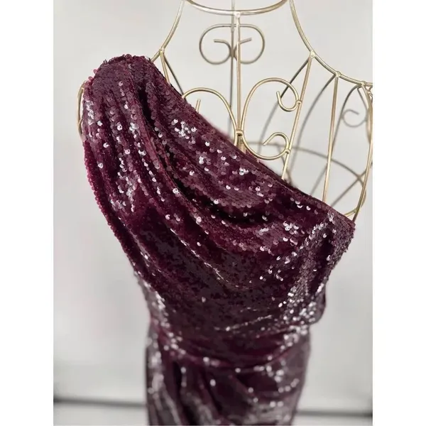 Kay Unger Alexia One Shoulder Sequin Midi Dress Size 4 Evening Cocktail - Image 5
