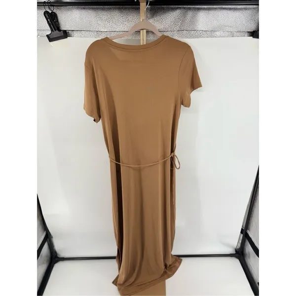 Banana Republic Modal Tie Waist Midi Dress Tan Size M Minimalist - Image 5