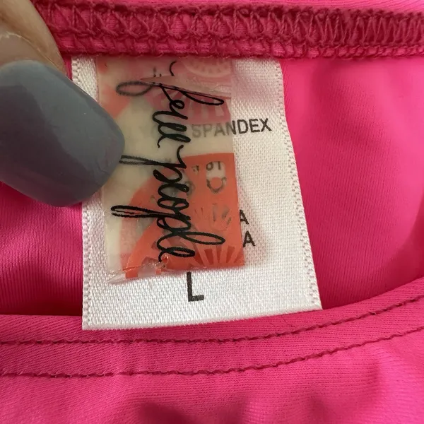 Free‎ People Womens Large Hot Pink Ruffle Spandex Nylon Bikini Top - Image 4