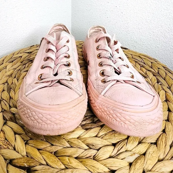Converse Shoes Antique Rose All Leather Pink Low Tops Sneakers - Image 3