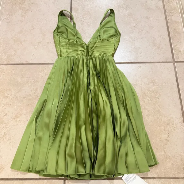 Abercrombie & Fitch Giselle Pleated Mini Dress Size XXS Tall Green - Image 6