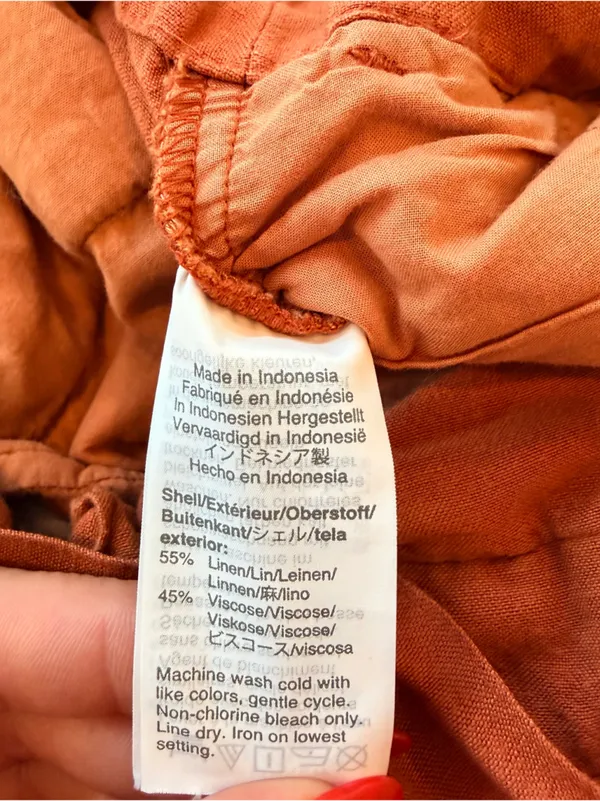 Madewell Cropped Linen Blend Paperbag Waist Pants - Rust Orange Size 2 - Image 7