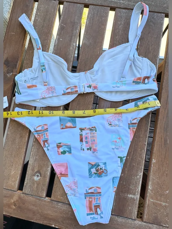 NWT Abercrombie & Fitch Bikini Set - Light Blue Postcard Pattern - M/S - Image 11