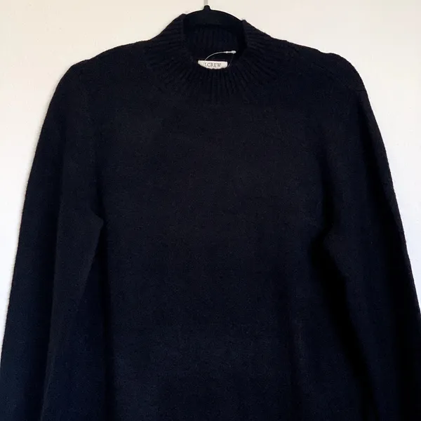 NEW J. Crew Sz M Extra Soft Mockneck Wool Blend Sweater Mini Dress Black‎ BU755 - Image 4