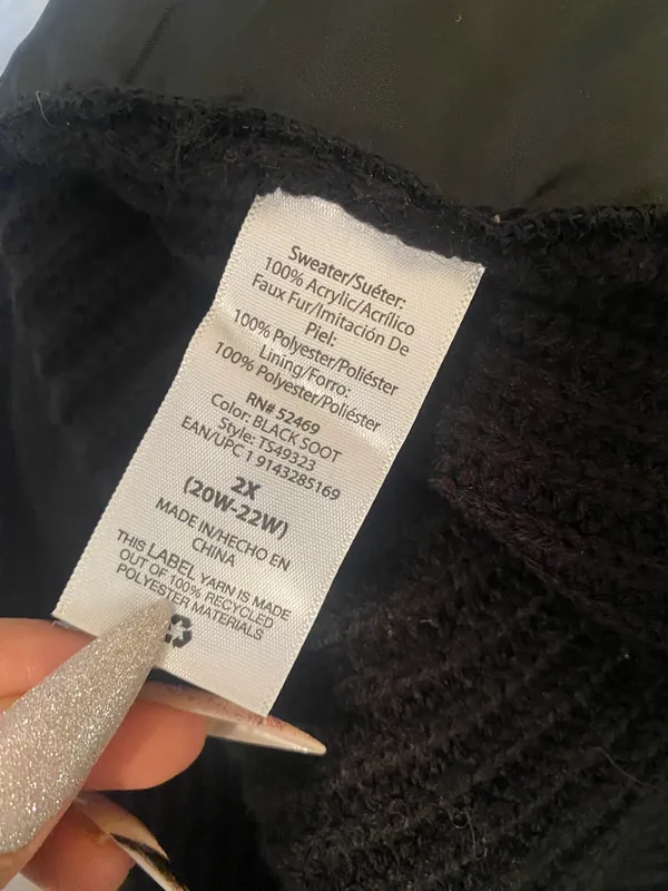 Tierra & Sky Sherpa black Long Vest Plus Size Woman 2XL - Image 7