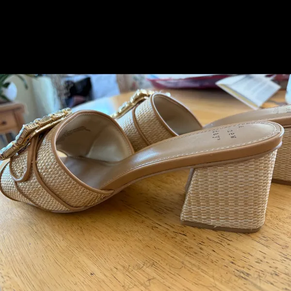 A New Day Beige Mules with Crystal Buckle rattan size 10 - Image 5