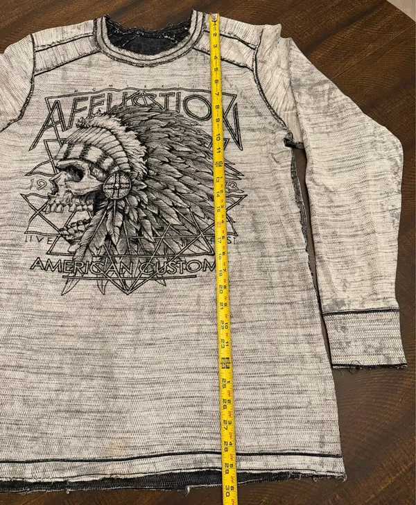 Affliction Reversible Thermal Shirt Mens XL Gray Long Sleeve Y2K Cyber - Image 4