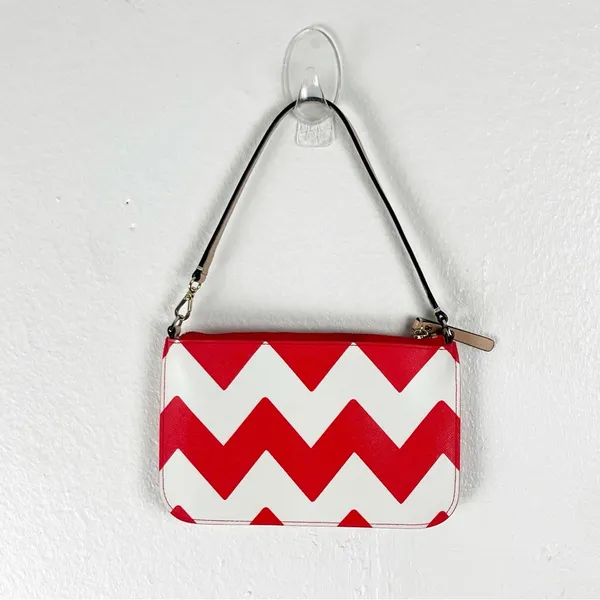 KATE SPADE South of the Border Lolly Red White Chevron Pattern Wristlet Boho - Image 2