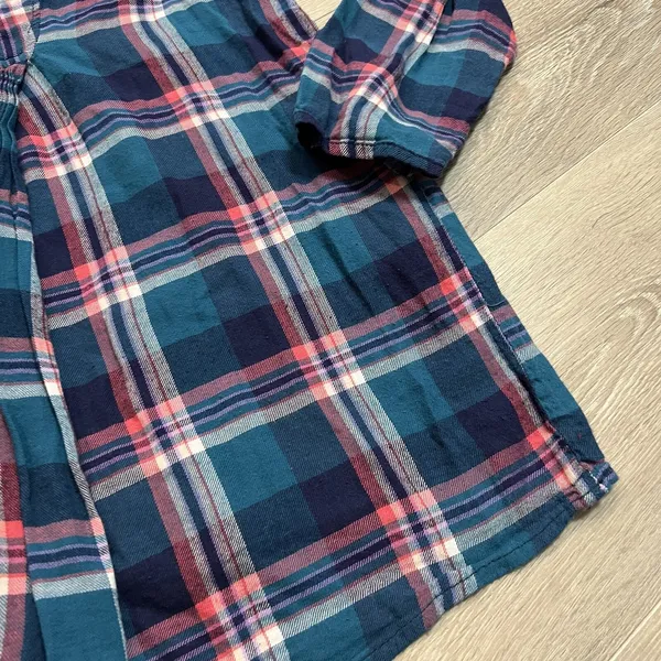 Tulip Blue and Pink Flannel‎ Plaid Dress Size Small S A-line Pockets Artsy - Image 5