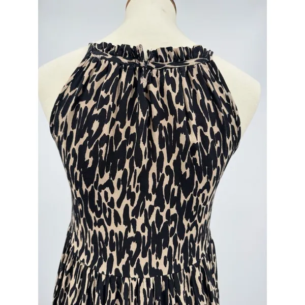NA-KD Halter Animal Print Maxi Dress Black Tan Leopard Viscose Flowy Boho Size 4 - Image 4