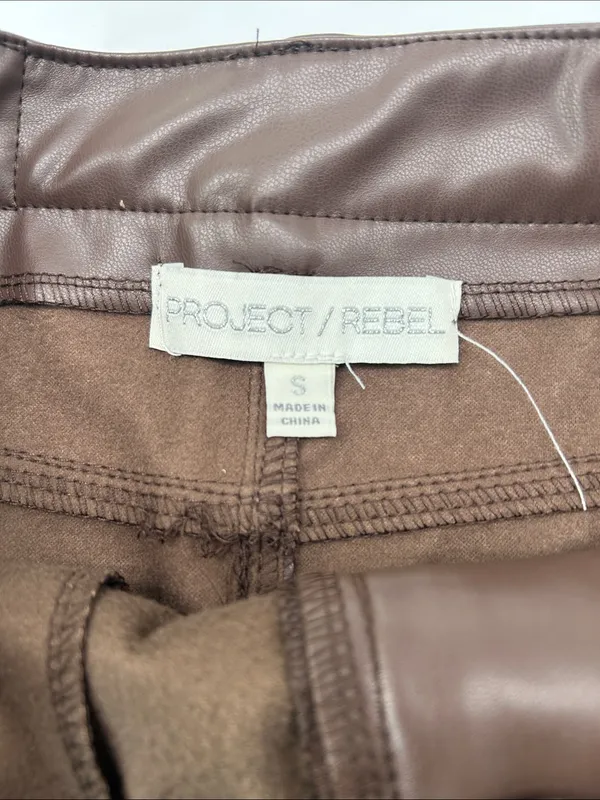 Brown Faux Leather Mini Skirt waist 28 length 13 - Image 5