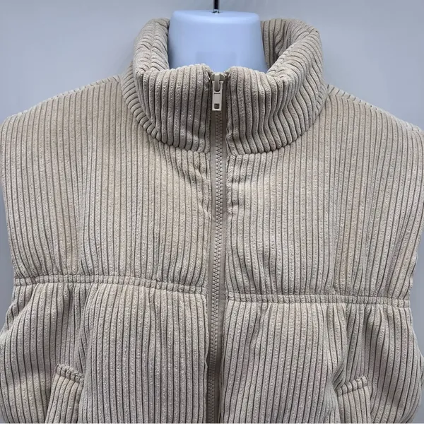 Forever 21 Cream Wide Wail Corduroy Vest w/Front Pockets-Size L - Image 2