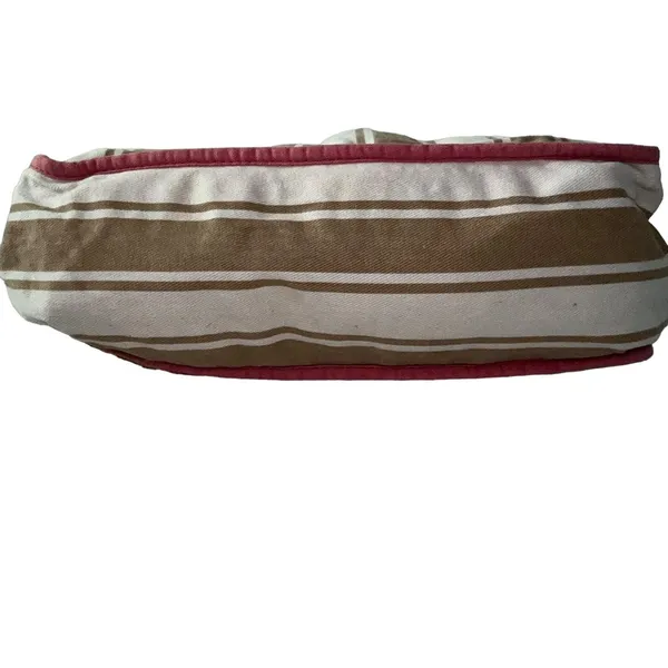 Gap Y2K Reversible Canvas Tote Bag Leather Handles‎ Pink Trim Striped - Image 5