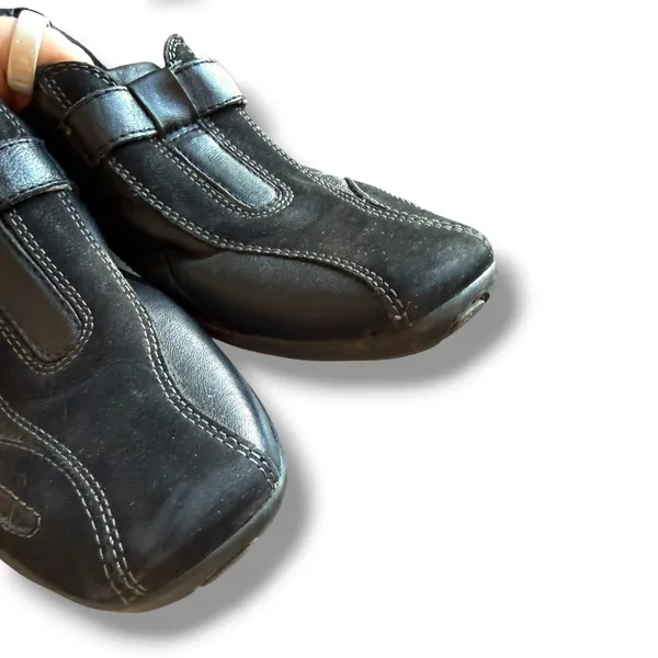 Naturalizer Carlo Loafers Womens 7.5 S Black Brown Leather Suede Hook Loop - Image 5