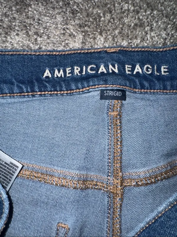 American Eagle Outfitters Dark Blue High-Rise Denim Shorts - Image 4